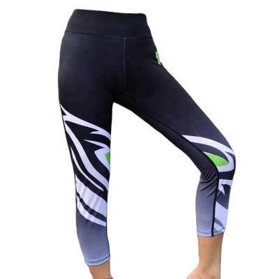 China Custom Antibacterial Screen Printing Leggings Ladies Gym Compression Pants Wear Capri Exercise Tights for sale