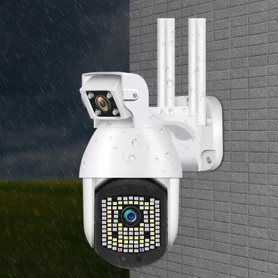 China Outdoor Wireless Waterproof Surveillance Cam Fix IP66 Siren 110Leds Built-in Dual Lens And Motion Surveillance CCTV Wifi IP Camera 1080P Security for sale