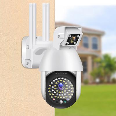 China Dual Lens Built-in Siren 2 Mega Pixel WiFi Camera Waterproof Outdoor 2 Way Motion Detection Security CCTV Wireless IP wifi Camera for sale