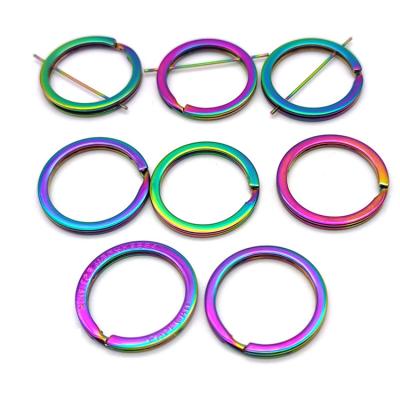 China Durable YYX Rainbow Color OD 30mm Flat Key Chain Key Chain Split Ring Key Engraved Split Ring for sale