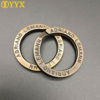 China China YYX high quality custom 26*33mm logo engrave brand flat slot ring keychain for sale