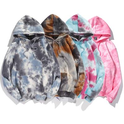 China 300 GSM Tie Dye Gradient Gradient Hoodies 100%Cotton Anti-wrinkle Shear Unisex Loose Hoodie for sale