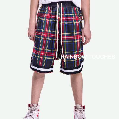 China Viable Wholesale Mens Elastic Waistband Plaid Track Shorts for sale