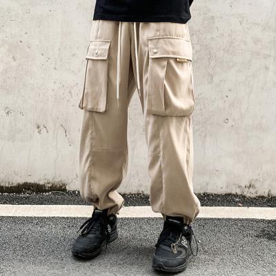 China Wholesale Breathable 3D Pockets Korean Hip Hop Velvet Cargo Pants Men Drawstring Ankle Gathered Cargo Pants for sale