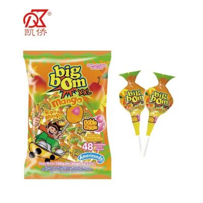 China 25g Natural Twist Lollipop With Bubble Gum for sale