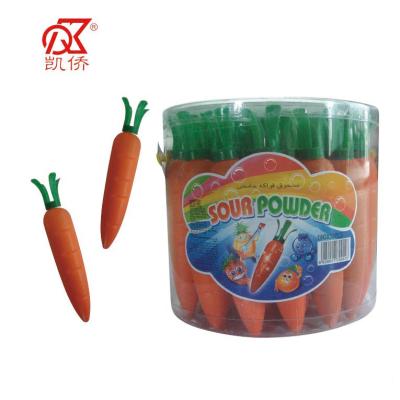 China Natural Carrot Shaped Sour Powder 18g Candy for sale