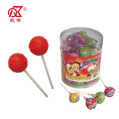 China 21g Natural Halal Fruit Pop Bubble Gum Center Lollipops for sale