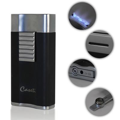 China Contemporary Premium Wide Flat Flame Lighter With Cigar Punch for sale