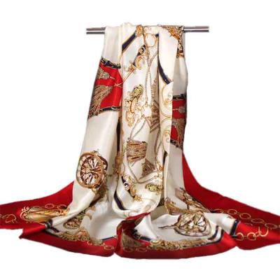 China Wholesale Medium Silk Charmeuse Silk Printing Scarf 100% Long Natural Silk Scarf for sale