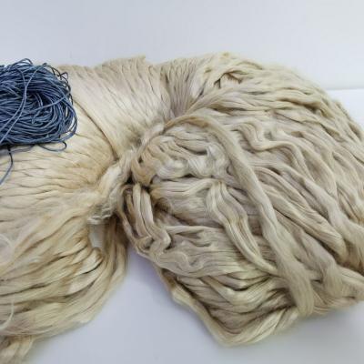 China Tussah Ribbon Mid Long Natural Color Fiber 100% Spinning Silk Ribbon for Spinning for sale