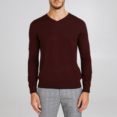 China Anti-Shrink Sweater Base Custtom Tight Fit V Neck Sweater V Neck Men Pullover Sweater for sale