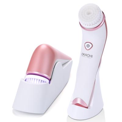 China Mini Rechargeable Electric Rotating Face Brush Detergent DEEP CLEANING Electric Exfoliating Facial Cleansing Brush for sale