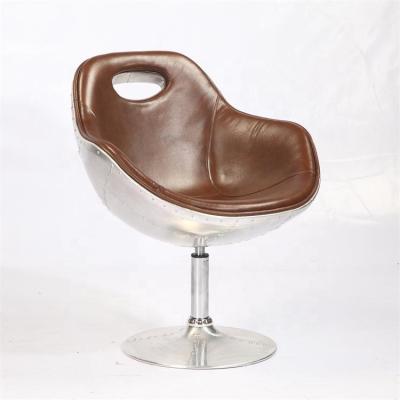 China Swivel Aviation Sliver Color Rotating Aluminum Leather Chair for sale