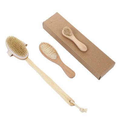 China EXFOLIATING Bath Body Brush 3pcs - Natural Wooden Facial Brush and Detachable Boar Hair Body Bath Brush for sale