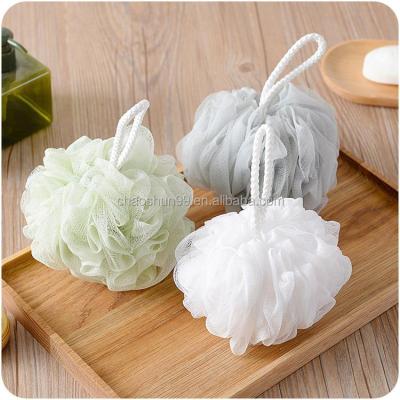 China 2017 Cotton Rope Handle Mesh Pouf Bath Sponge With Deep Cleaning Soft Pure Color for sale