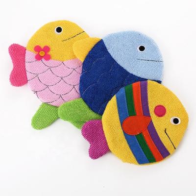 China EXFOLIATING Promotional Cute Fish Shape Baby Kids Bath Sponge / Glove / Glove for sale