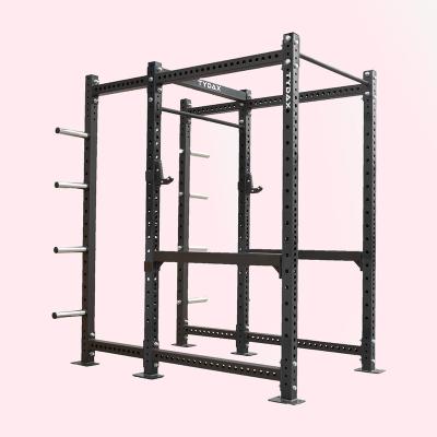 China Steel Commercial Gym Equipment 11 Gauge Fitness Power Squat Rack With Dish Storage for sale