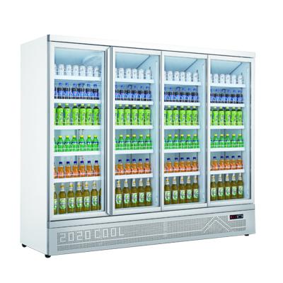 中国 MUXUE Single-temperature Glass Four Doors Showcase White Commercial Fridge Refrigerator Beverage Cooler MX-YLG2500F-B 販売のため