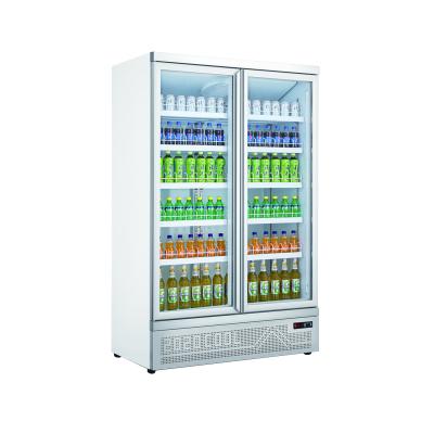 中国 Cooler Commercials Single-temperature MUXUE 2 Door Refrigerators White Glass Commercial Beverage Cooler Display Beverage Refrigerators MX-YLG1250F-B 販売のため