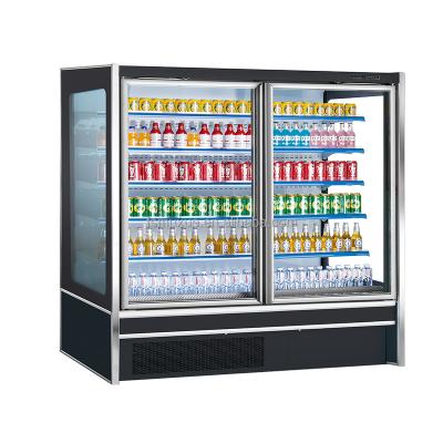 China Single-temperature MUXUE Glass Upright Multi Deck Refrigerator Commercial Open Door Air Curtain Beverage Display for Vegetables and Fruits for sale