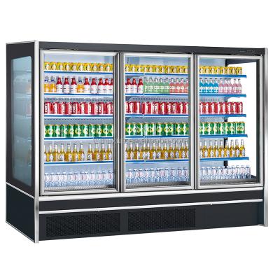 China Single-temperature MUXUE Glass Upright Multi Deck Refrigerator Commercial Open Door Air Curtain Beverage Display for Vegetables and Fruits for sale