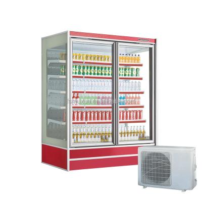 Cina MUXUE Single-temperature Customized Glass Door Showcase Air Curtain Refrigerator For Supermarket 1200mm Remote Compressor in vendita