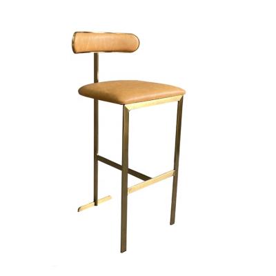 China Modern Custom Lightweight Luxury Postmodern Bar Chair Gold Metal Stainless Steel Bar Stool White Stool High for sale