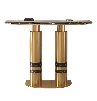 China Modern Style Gold Stainless Steel Black Marble Top Console Tables for sale