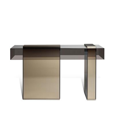 China Modern Modern Vitreous Mesa Light Stainless Steel Luxury Console Table for sale