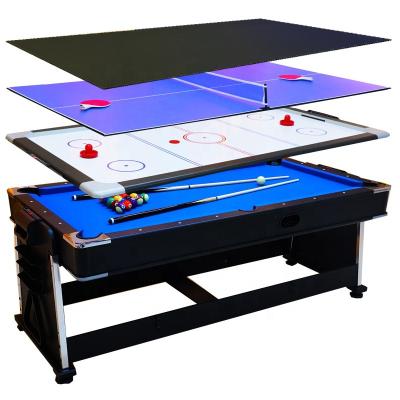 China Plastic 4-in-1 indoor billiards table  multifunctional gaming table  home entertainment with air hockey   tennis  dining for sale