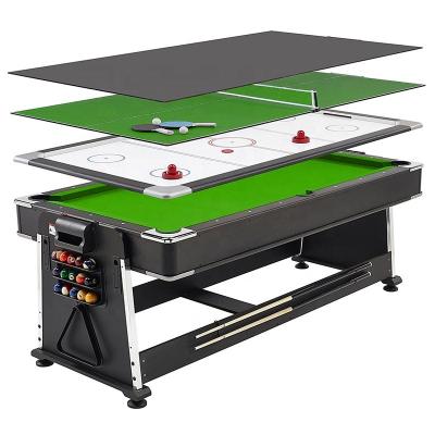 China Plastic 4-in-1 multifunctional billiards table  game tennis  hockey  7-foot  with dining table combination for sale