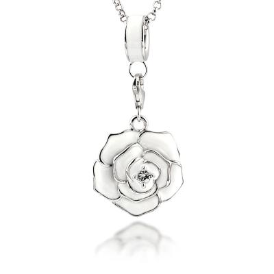 China Simple Cubic Rose Charm Necklace Necklace 925 Silver Rose Gold Jewelry Women Korean Custom Namel Necklace for sale