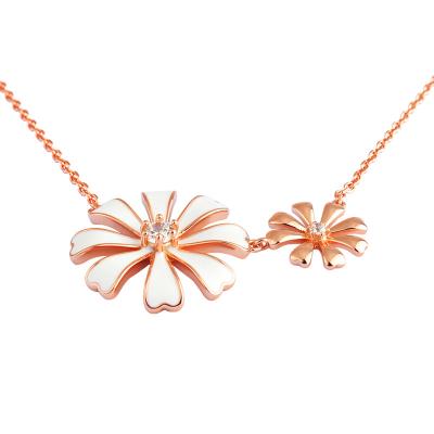 China High Quallit Fashion Creative DIY Color Enamel Flower Necklace 925 Silver Jewelry Gold Plated Daisy Necklace for sale