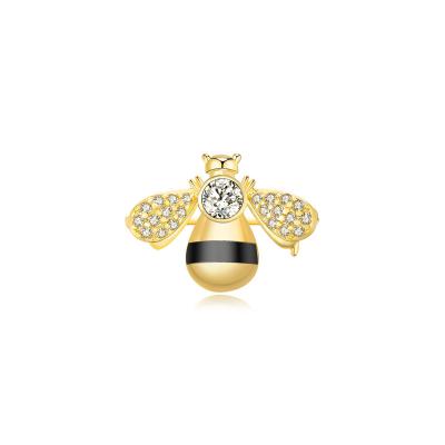 China Enamel Brass Brooch Brass Color Series Bee Free Collocation Gold Plated With Zircon for sale