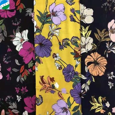 China Anti Pill Free Sample Floral Printed Rayon Print Fabric Floral Printed Woven 100% Stock Lot For Shaoxing Textile for sale