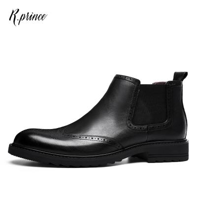 China Hot Selling Light Weight Mens Quality Slip On Mens Genuine Chelsea Boots Leather Shoes For Men for sale