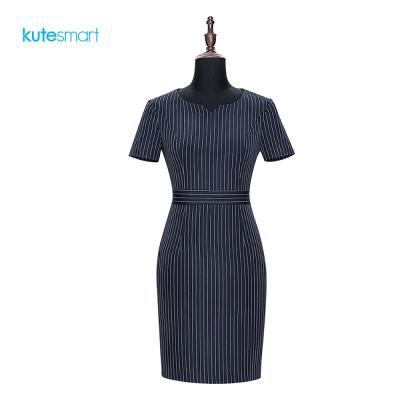 China Anti-Static Female Formal Wear Business Office Elegant Casual Dress With Belt for sale