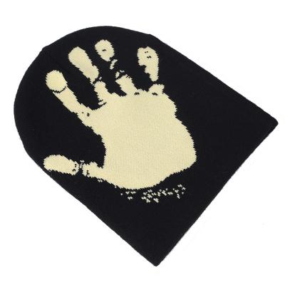 China OEM JOINT Fashion 100% Acrylic All Over Jacquard Beanie With Embroidery Custom Logo Winter Warm Hat for sale