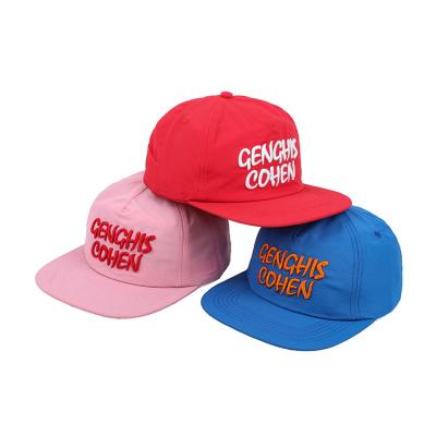 China Custom COMMON Fashion Nylon Snapback Rope Hat 5 Panel Single Panel Snapback Hat With String for sale