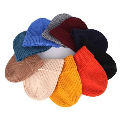 China JOINT Wholesale Custom Logo Knitted Hats Solid Color Warm Beanie Men's Winter Hat for sale