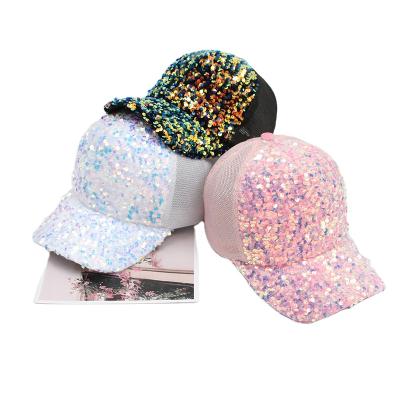 China Beautiful COMMON high fashion summer sequin hats sun protect to mesh breathable wholesale baseball cap hats for sale