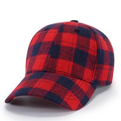 China New COMMON European Style Plain Check Plaid Baseball Hat Red Black Custom Dad Hat for sale