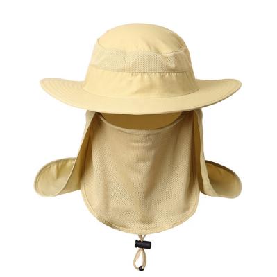 China Striped Outdoor Bucket Hats Summer Sun Hat Protective Folding Fishing Boonie Safari Hat Wide Brim for sale