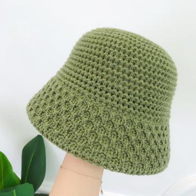 China wholesale azo free summer knit bucket hat hallow women straw summer hats straw bucket hat for sale