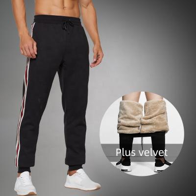 China Wholesale Viable Sportswear Plus Winter Men's Side Track Fashion Velvet Sweatpants Stripe Pants for sale