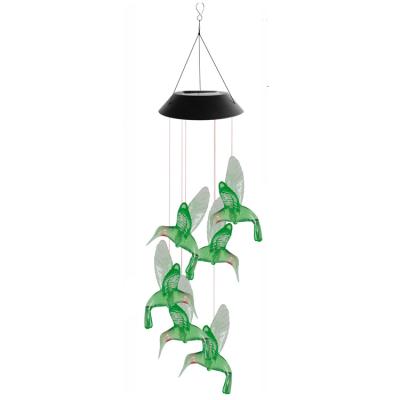 China Hot Selling Hanging Garden Decoration Light 2022 Colorful Solar Hummingbird Wind Chime Garden Light Drop Shipping Garden Lights Solar Powered for sale