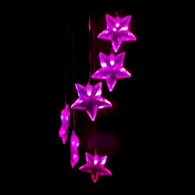 China Factory Direct Christmas Garden Holiday Multi Color Outdoor Decoration Light Star Wind Chime Solar Hanging Hanging Light for sale