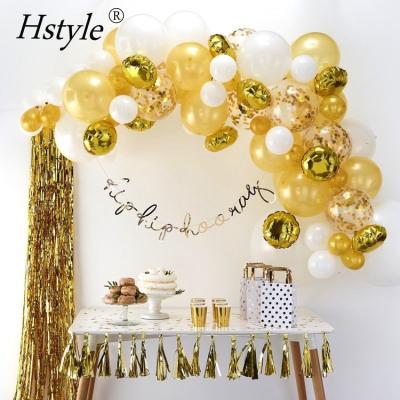 China Hstyle Summer Party Balloon Decorations White Gold Confetti Eco-Friendly Balloons Garland Arch Kit SET0113 for sale