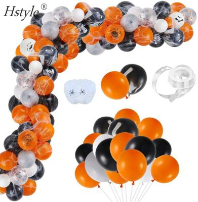 China Eco-friendly 120 Pieces Halloween Balloons Arch Garland Kit With Spider Web For Home DIY Halloween Party Decorations SET953 for sale