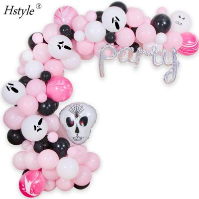 China Eco-Friendly Kit Rose Garland Arch Balloon Halloween Balloons Ghost Latex Black White Balloon For Halloween Party Decorations ST047 for sale